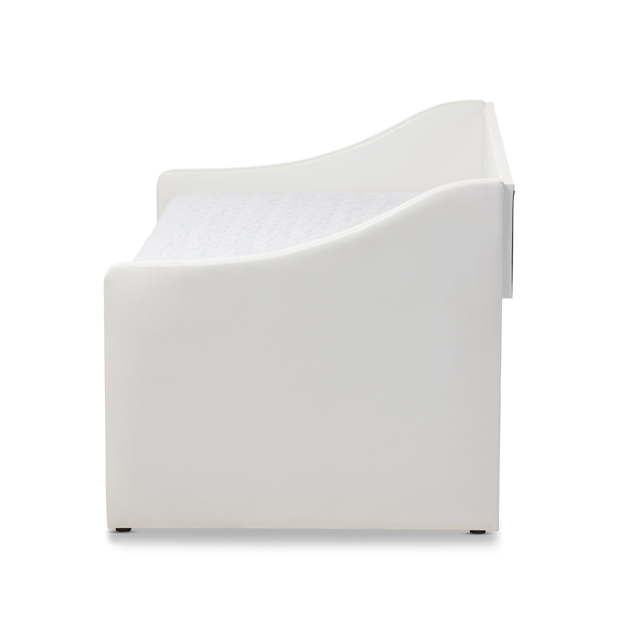 Baxton Studio Barnstorm Modern and Contemporary White Faux Leather Upholstered Daybed with Guest Trundle Bed