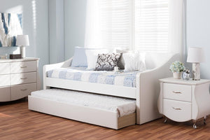 Baxton Studio Barnstorm Modern and Contemporary White Faux Leather Upholstered Daybed with Guest Trundle Bed