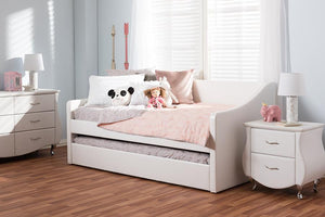 Baxton Studio Barnstorm Modern and Contemporary White Faux Leather Upholstered Daybed with Guest Trundle Bed