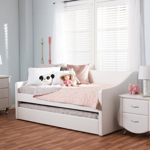 Baxton Studio Barnstorm Modern and Contemporary White Faux Leather Upholstered Daybed with Guest Trundle Bed