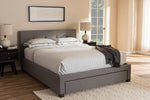 Baxton Studio Brandy Modern and Contemporary Grey Fabric Upholstered Queen Size Platform Bed with Storage Drawer