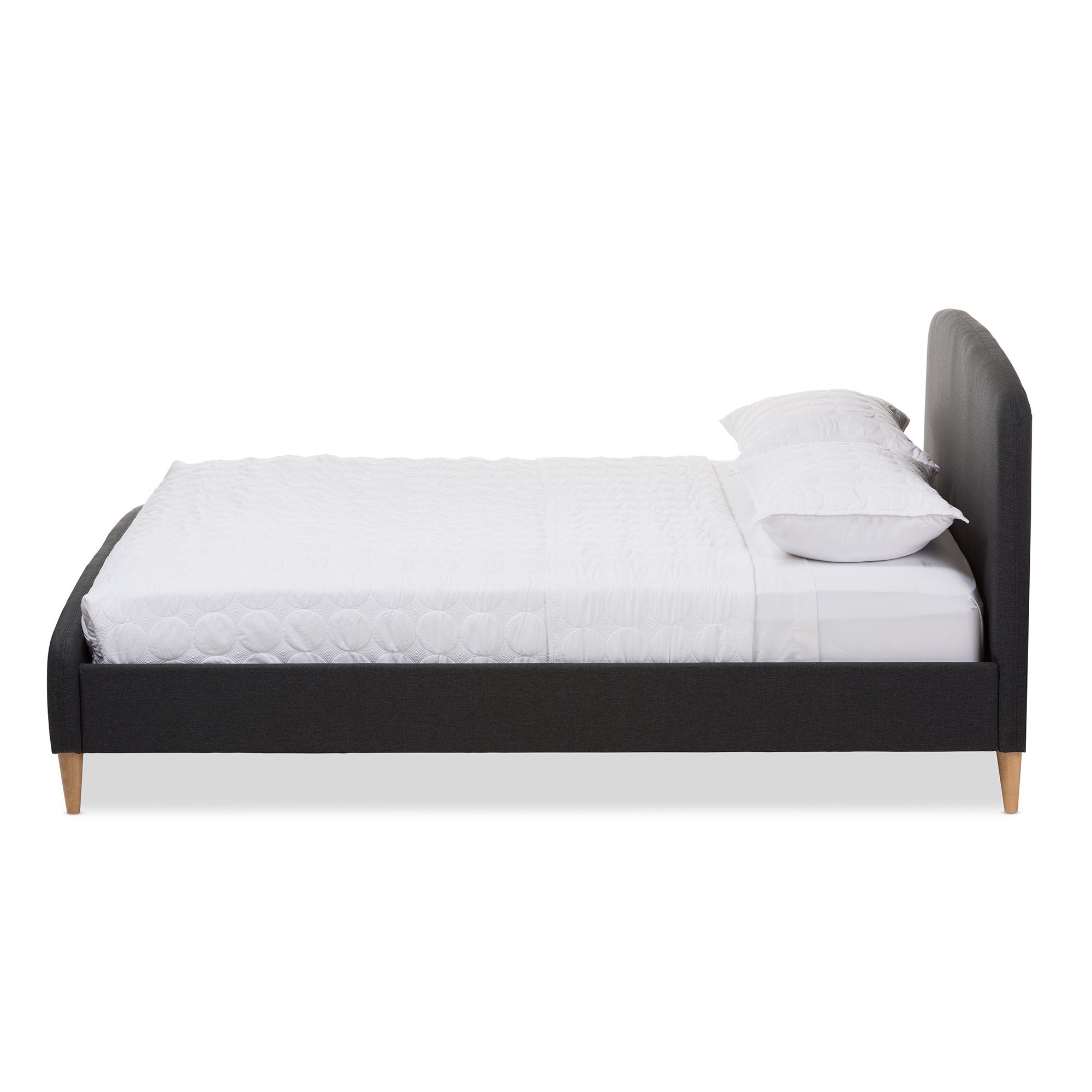 Baxton Studio Mia Mid-Century Charcoal Grey Fabric Upholstered Full Size Platform Bed