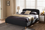 Baxton Studio Mia Mid-Century Charcoal Grey Fabric Upholstered Full Size Platform Bed