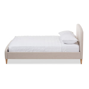 Baxton Studio Mia Mid-Century Light Beige Fabric Upholstered Full Size Platform Bed