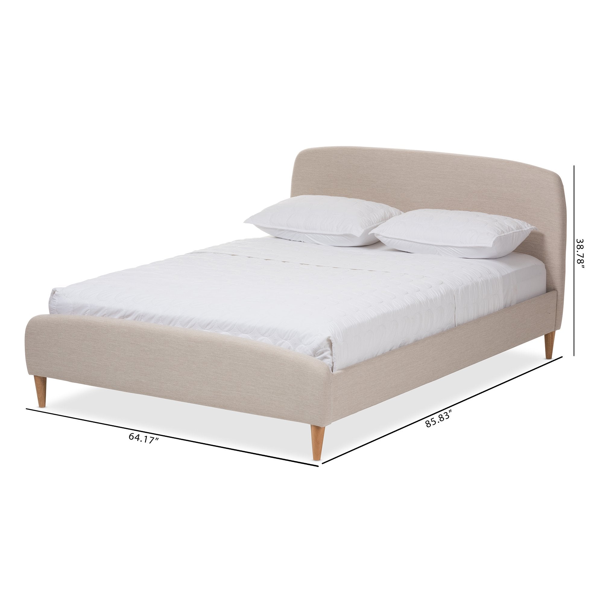 Baxton Studio Mia Mid-Century Light Beige Fabric Upholstered Queen Size Platform Bed