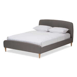 Baxton Studio Mia Mid-Century Light Grey Fabric Upholstered King Size Platform Bed