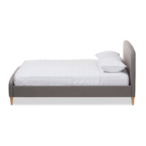 Baxton Studio Mia Mid-Century Light Grey Fabric Upholstered King Size Platform Bed