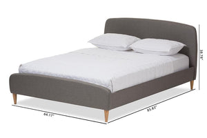 Baxton Studio Mia Mid-Century Light Grey Fabric Upholstered Queen Size Platform Bed