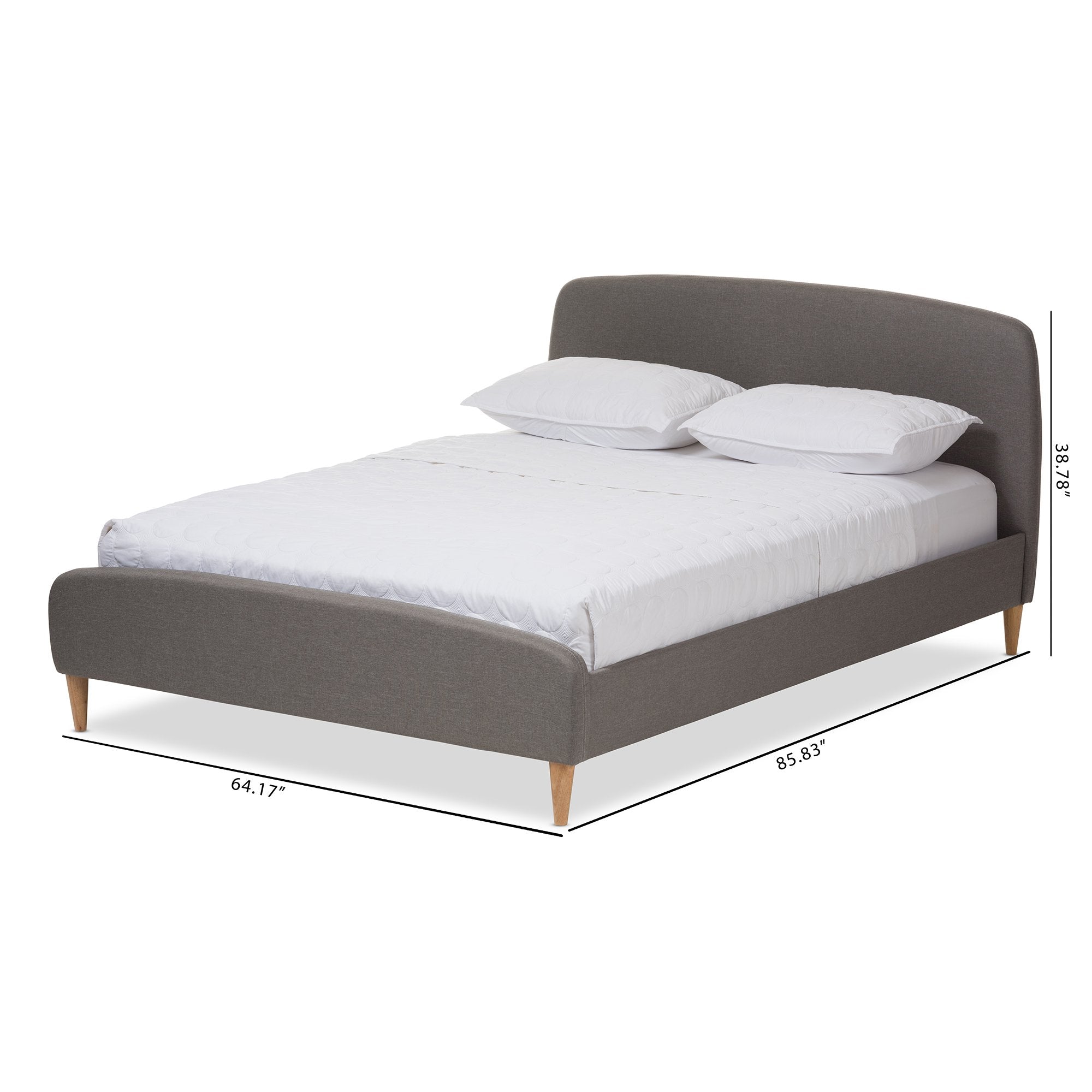 Baxton Studio Mia Mid-Century Light Grey Fabric Upholstered Queen Size Platform Bed