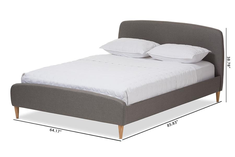 Baxton Studio Mia Mid-Century Light Grey Fabric Upholstered King Size Platform Bed