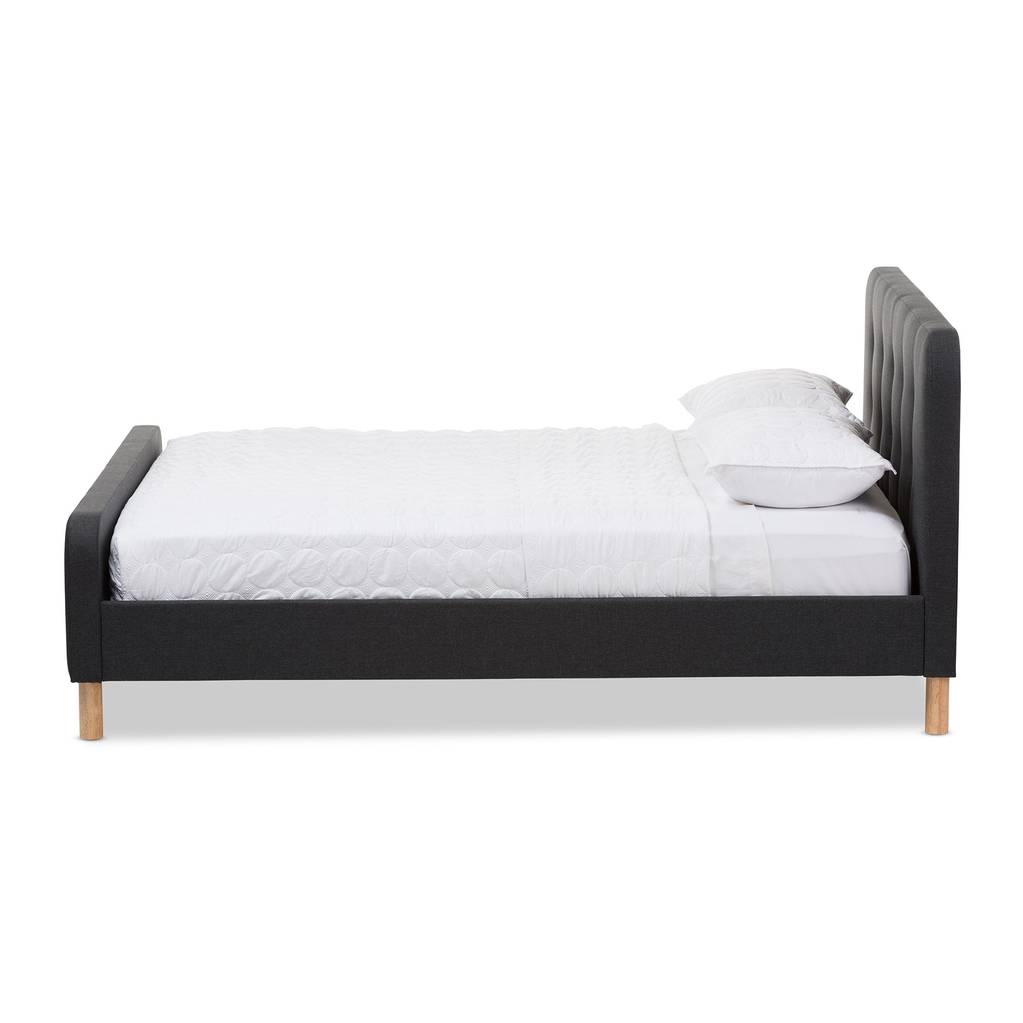 Baxton Studio Samson Mid-Century Charcoal Grey Fabric Upholstered King Size Platform Bed