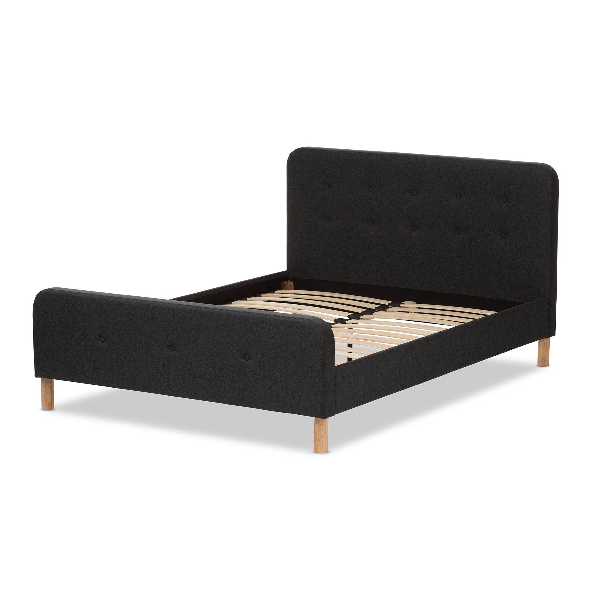 Baxton Studio Samson Mid-Century Charcoal Grey Fabric Upholstered Queen Size Platform Bed