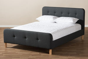 Baxton Studio Samson Mid-Century Charcoal Grey Fabric Upholstered Queen Size Platform Bed