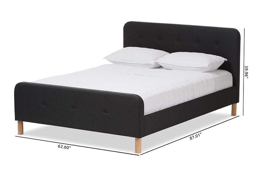 Baxton Studio Samson Mid-Century Charcoal Grey Fabric Upholstered King Size Platform Bed