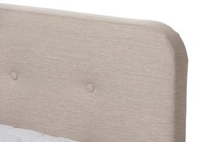 Baxton Studio Samson Mid-Century Light Beige Fabric Upholstered Queen Size Platform Bed