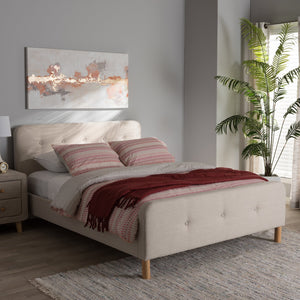 Baxton Studio Samson Mid-Century Light Beige Fabric Upholstered King Size Platform Bed