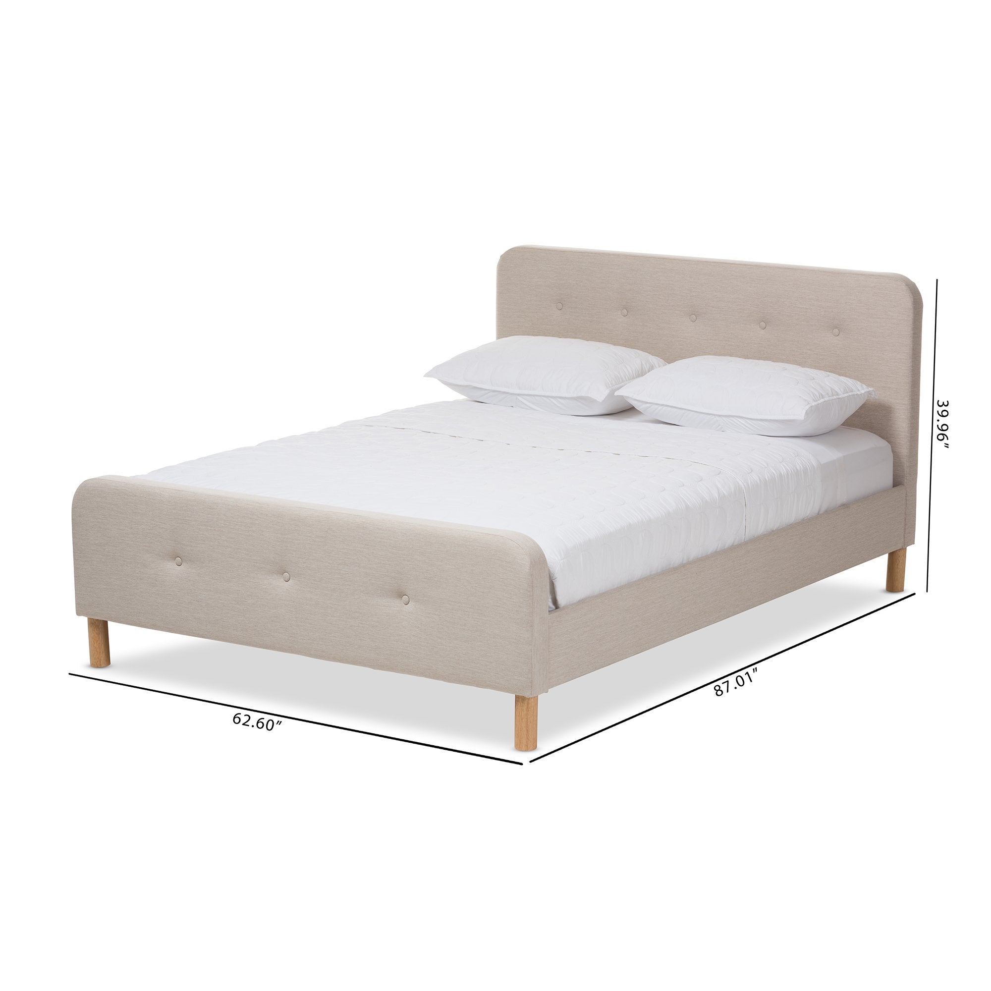 Baxton Studio Samson Mid-Century Light Beige Fabric Upholstered King Size Platform Bed