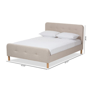 Baxton Studio Samson Mid-Century Light Beige Fabric Upholstered Full Size Platform Bed