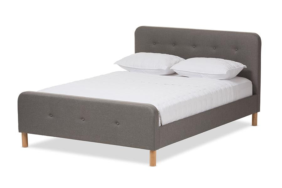 Baxton Studio Samson Mid-Century Light Grey Fabric Upholstered Full Size Platform Bed