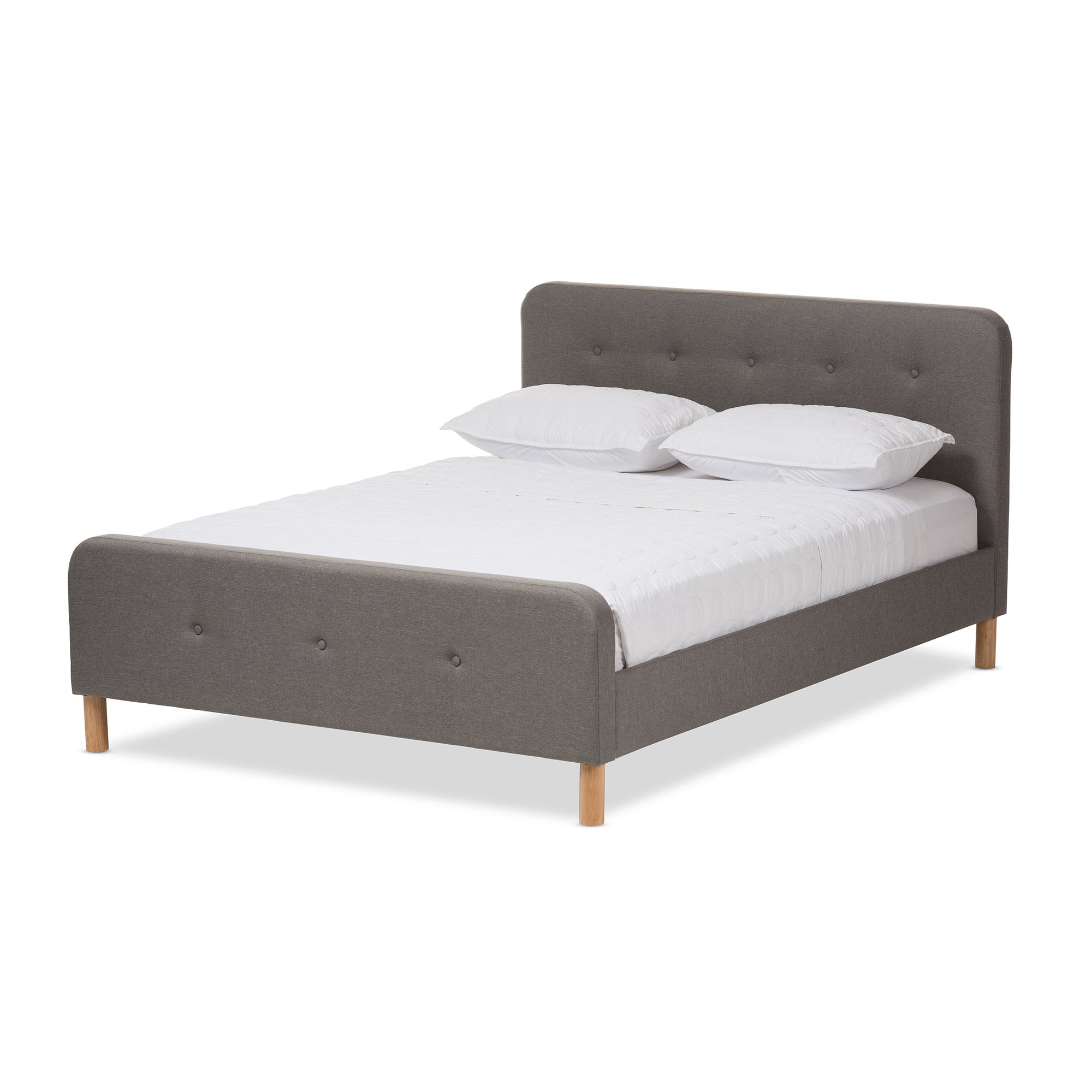 Baxton Studio Samson Mid-Century Light Grey Fabric Upholstered King Size Platform Bed