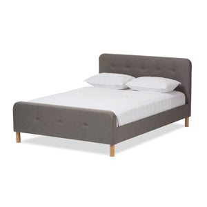 Baxton Studio Samson Mid-Century Light Grey Fabric Upholstered Full Size Platform Bed