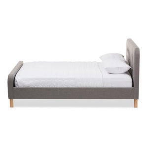 Baxton Studio Samson Mid-Century Light Grey Fabric Upholstered King Size Platform Bed