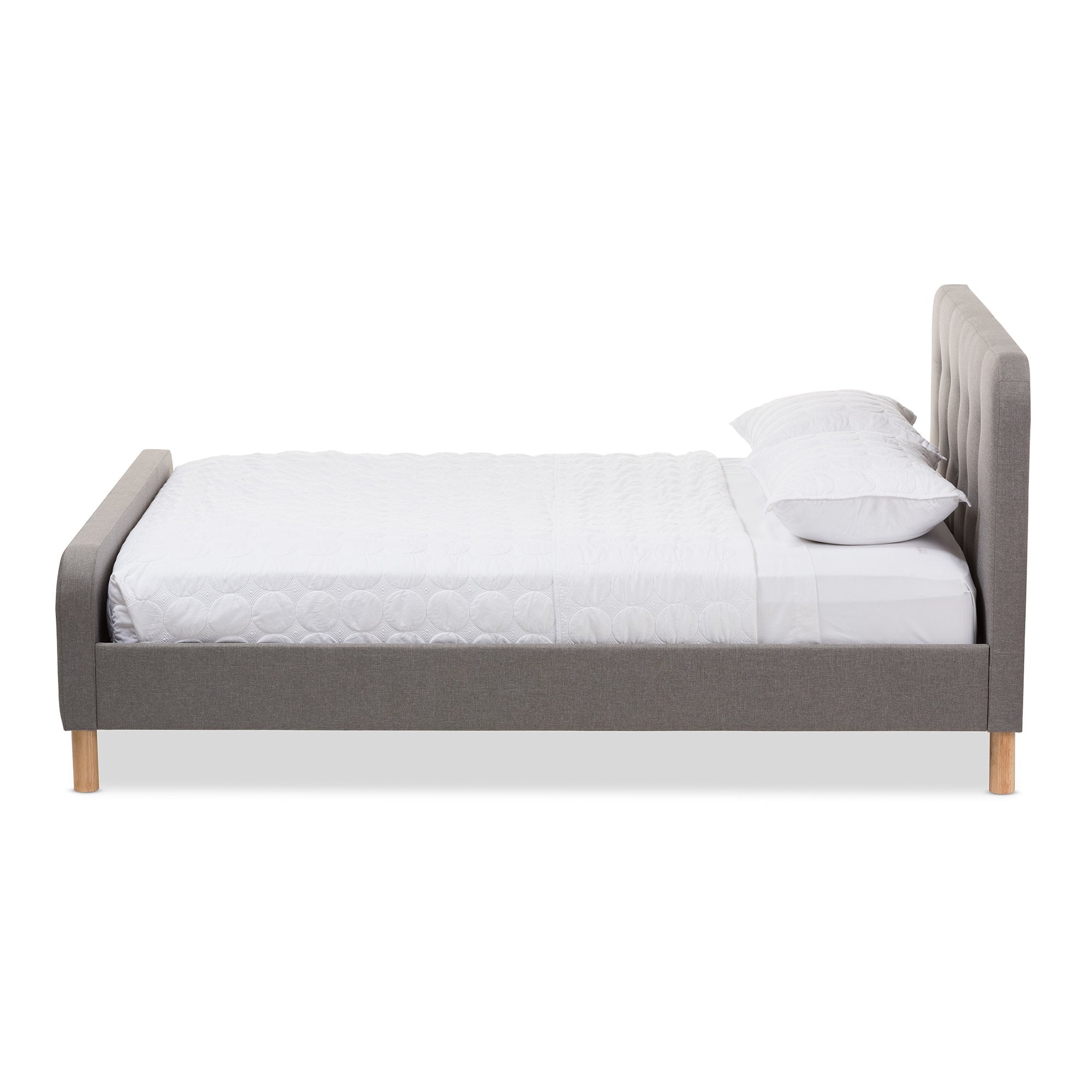 Baxton Studio Samson Mid-Century Light Grey Fabric Upholstered Full Size Platform Bed