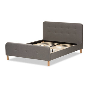 Baxton Studio Samson Mid-Century Light Grey Fabric Upholstered Full Size Platform Bed