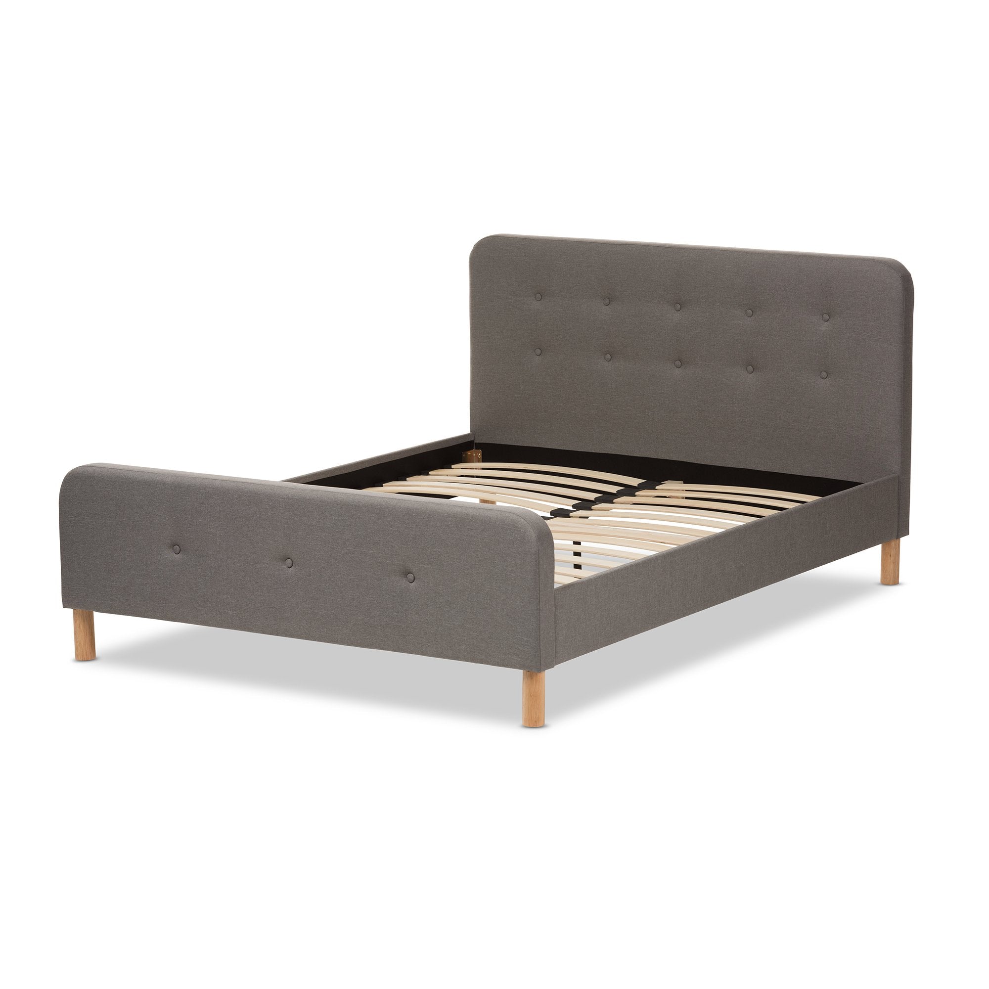 Baxton Studio Samson Mid-Century Light Grey Fabric Upholstered King Size Platform Bed