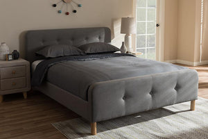 Baxton Studio Samson Mid-Century Light Grey Fabric Upholstered Full Size Platform Bed