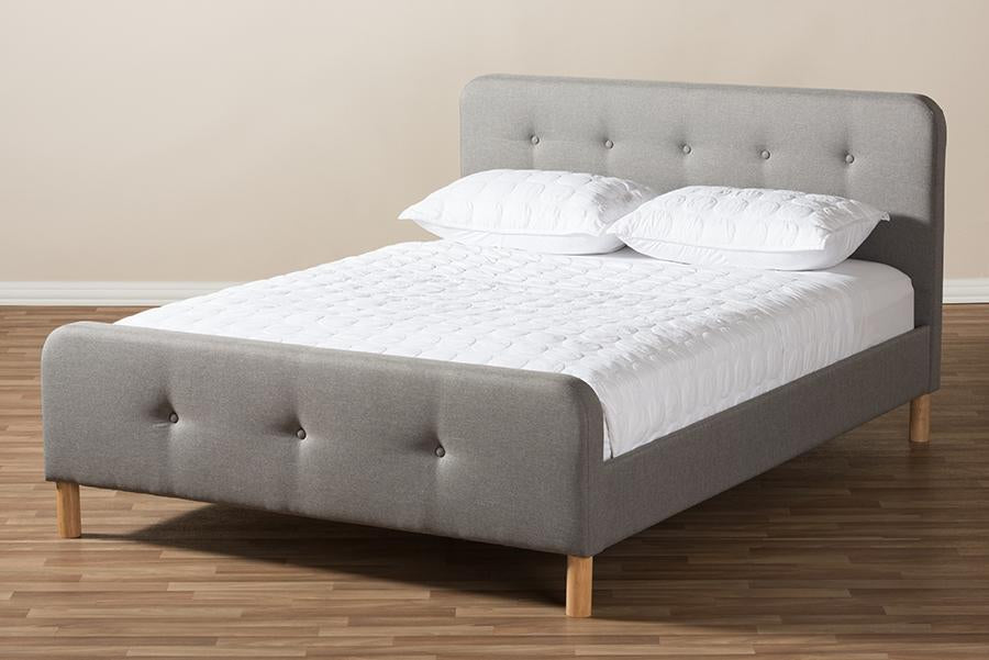 Baxton Studio Samson Mid-Century Light Grey Fabric Upholstered Full Size Platform Bed