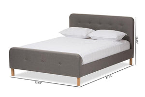 Baxton Studio Samson Mid-Century Light Grey Fabric Upholstered Full Size Platform Bed