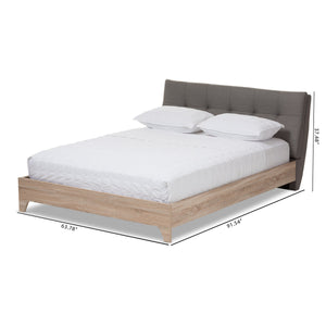 Baxton Studio Adelia Mid-Century Light Grey Whitewash Full Size Platform Bed