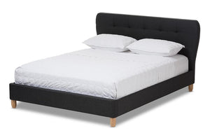 Baxton Studio Laureo Mid-Century Charcoal Grey Fabric Upholstered Full Size Platform Bed