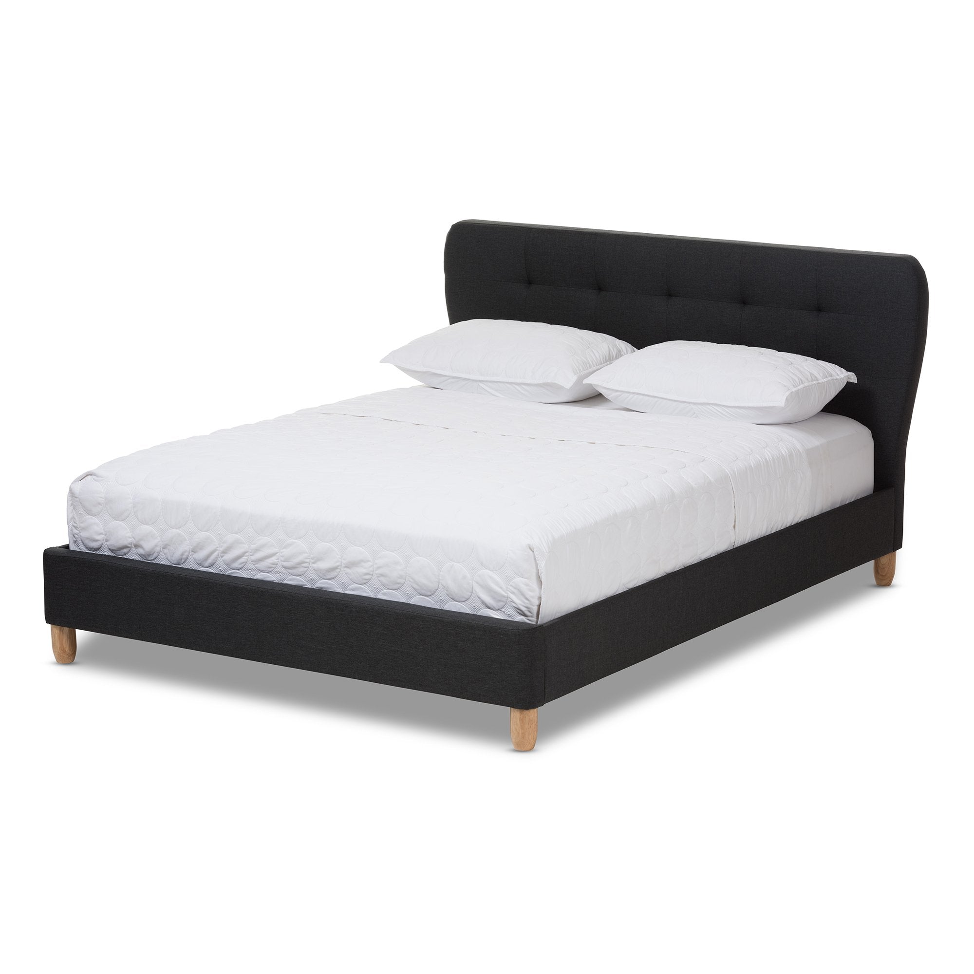 Baxton Studio Laureo Mid-Century Charcoal Grey Fabric Upholstered Full Size Platform Bed