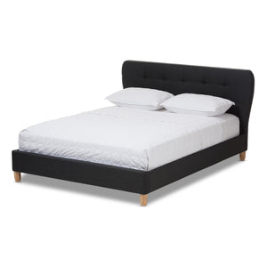 Baxton Studio Laureo Mid-Century Charcoal Grey Fabric Upholstered Full Size Platform Bed