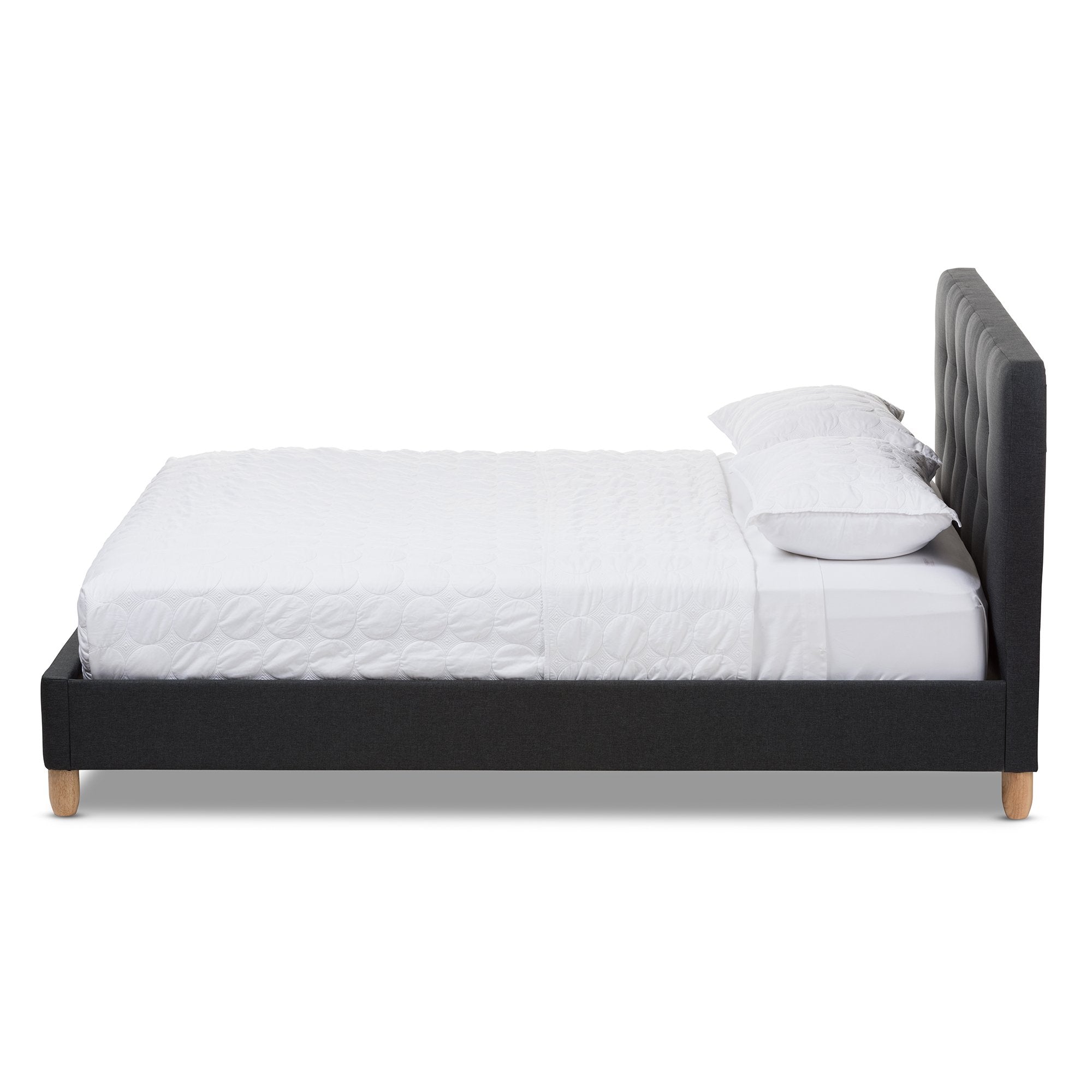 Baxton Studio Laureo Mid-Century Charcoal Grey Fabric Upholstered Full Size Platform Bed