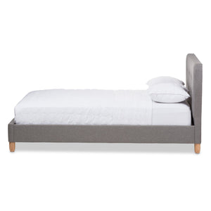 Baxton Studio Laureo Mid-Century Light Grey Fabric Upholstered Full Size Platform Bed