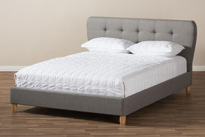 Baxton Studio Laureo Mid-Century Light Grey Fabric Upholstered Full Size Platform Bed