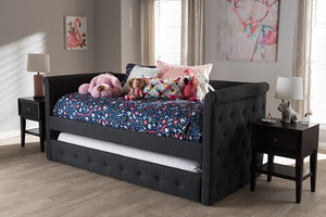 Baxton Studio Alena Modern and Contemporary Dark Grey Fabric Daybed with Trundle