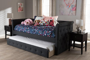 Baxton Studio Alena Modern and Contemporary Dark Grey Fabric Daybed with Trundle