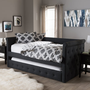 Baxton Studio Alena Modern and Contemporary Dark Grey Fabric Daybed with Trundle