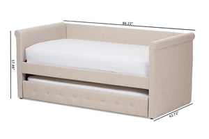 Baxton Studio Alena Modern and Contemporary Light Beige Fabric Daybed with Trundle