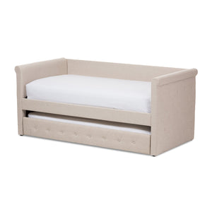 Baxton Studio Alena Modern and Contemporary Light Beige Fabric Daybed with Trundle