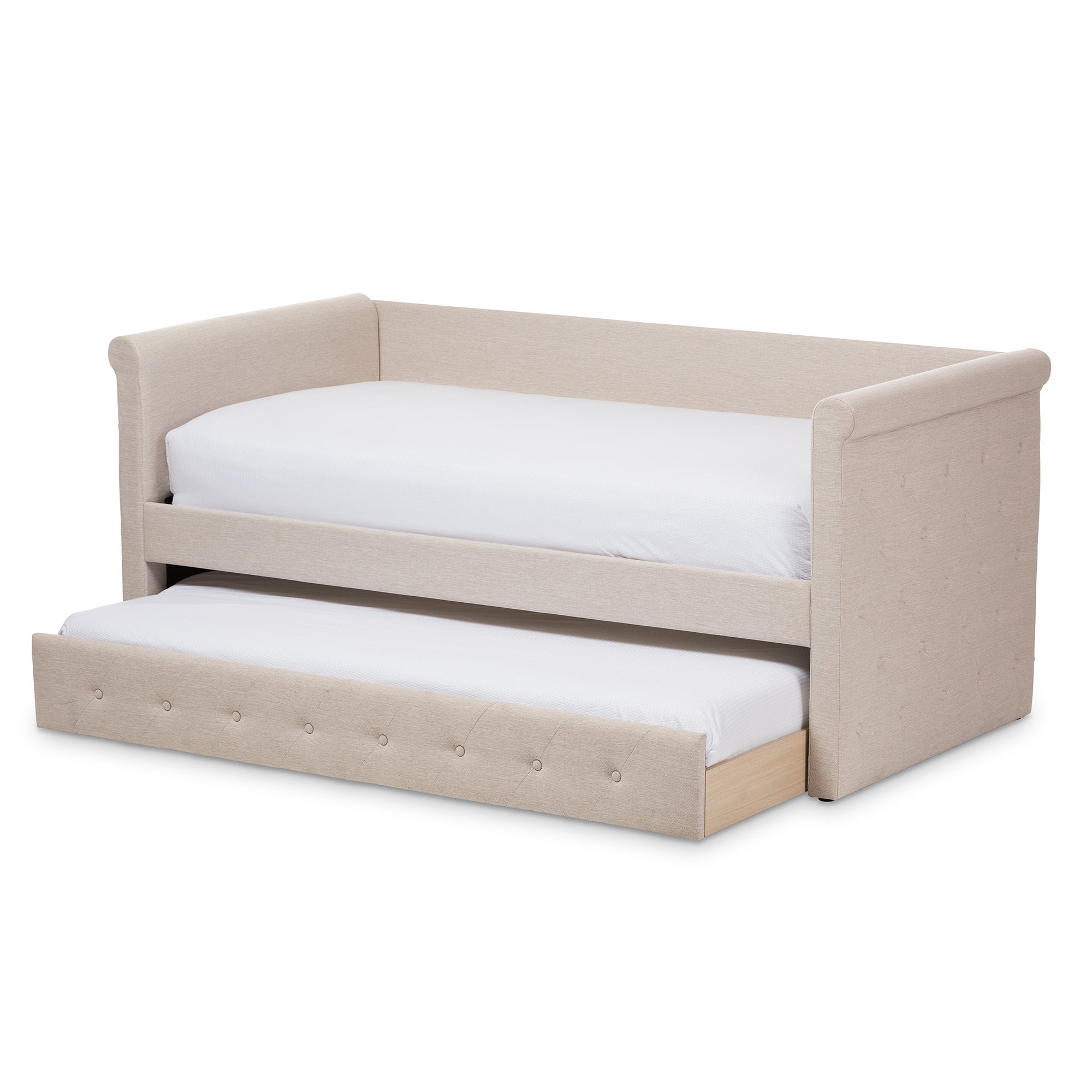 Baxton Studio Alena Modern and Contemporary Light Beige Fabric Daybed with Trundle