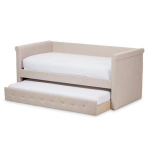 Baxton Studio Alena Modern and Contemporary Light Beige Fabric Daybed with Trundle