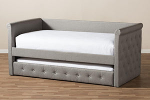 Baxton Studio Alena Modern and Contemporary Light Grey Fabric Daybed with Trundle