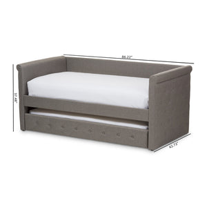 Baxton Studio Alena Modern and Contemporary Light Grey Fabric Daybed with Trundle