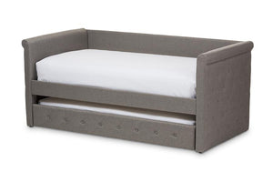 Baxton Studio Alena Modern and Contemporary Light Grey Fabric Daybed with Trundle