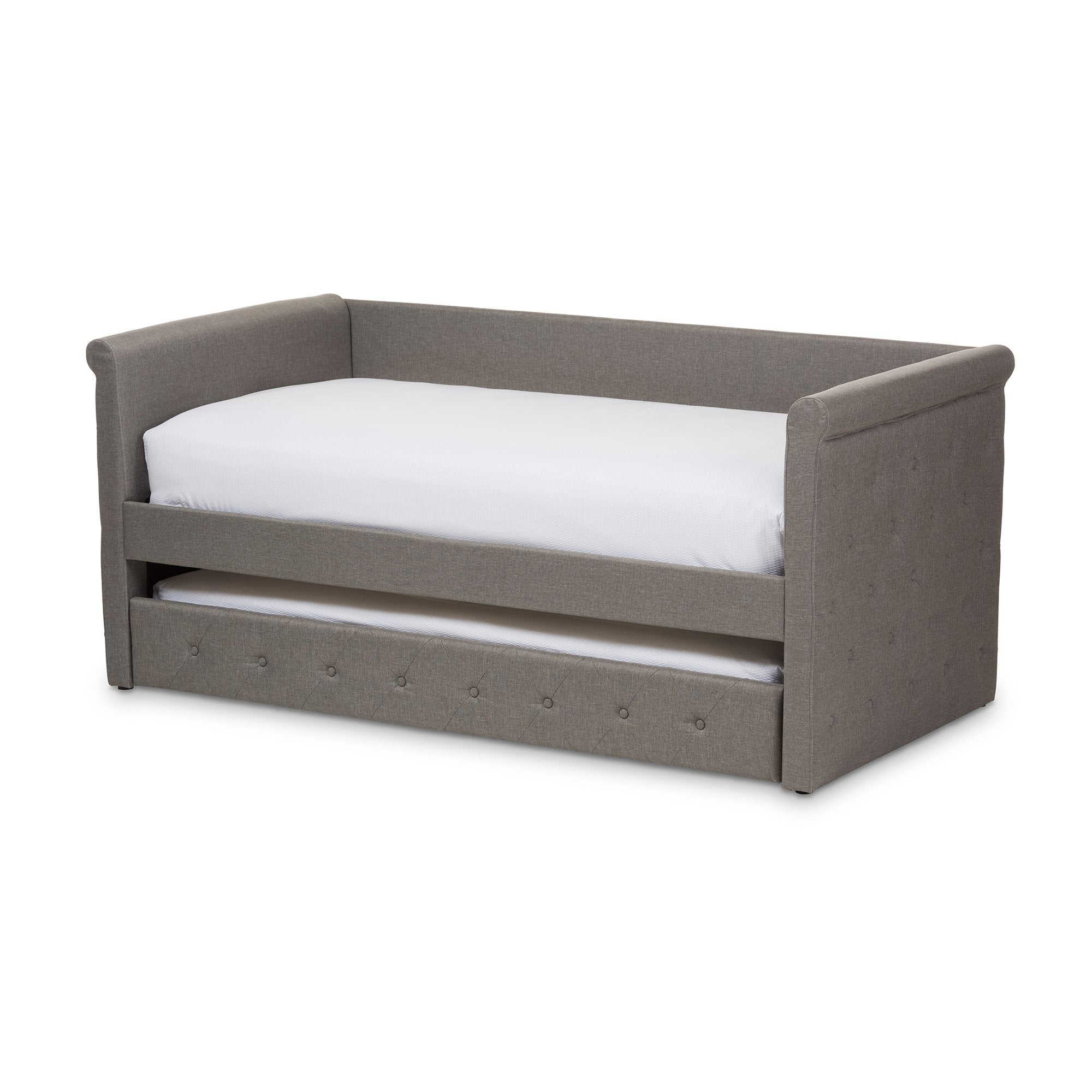 Baxton Studio Alena Modern and Contemporary Light Grey Fabric Daybed with Trundle